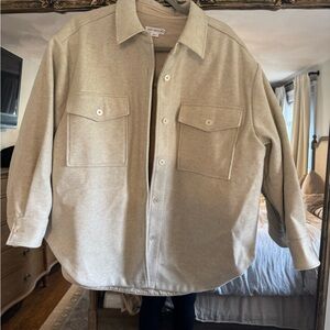 Good American Cream Shirt Jacket